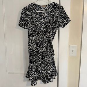 Blue Floral V-Neck Dress